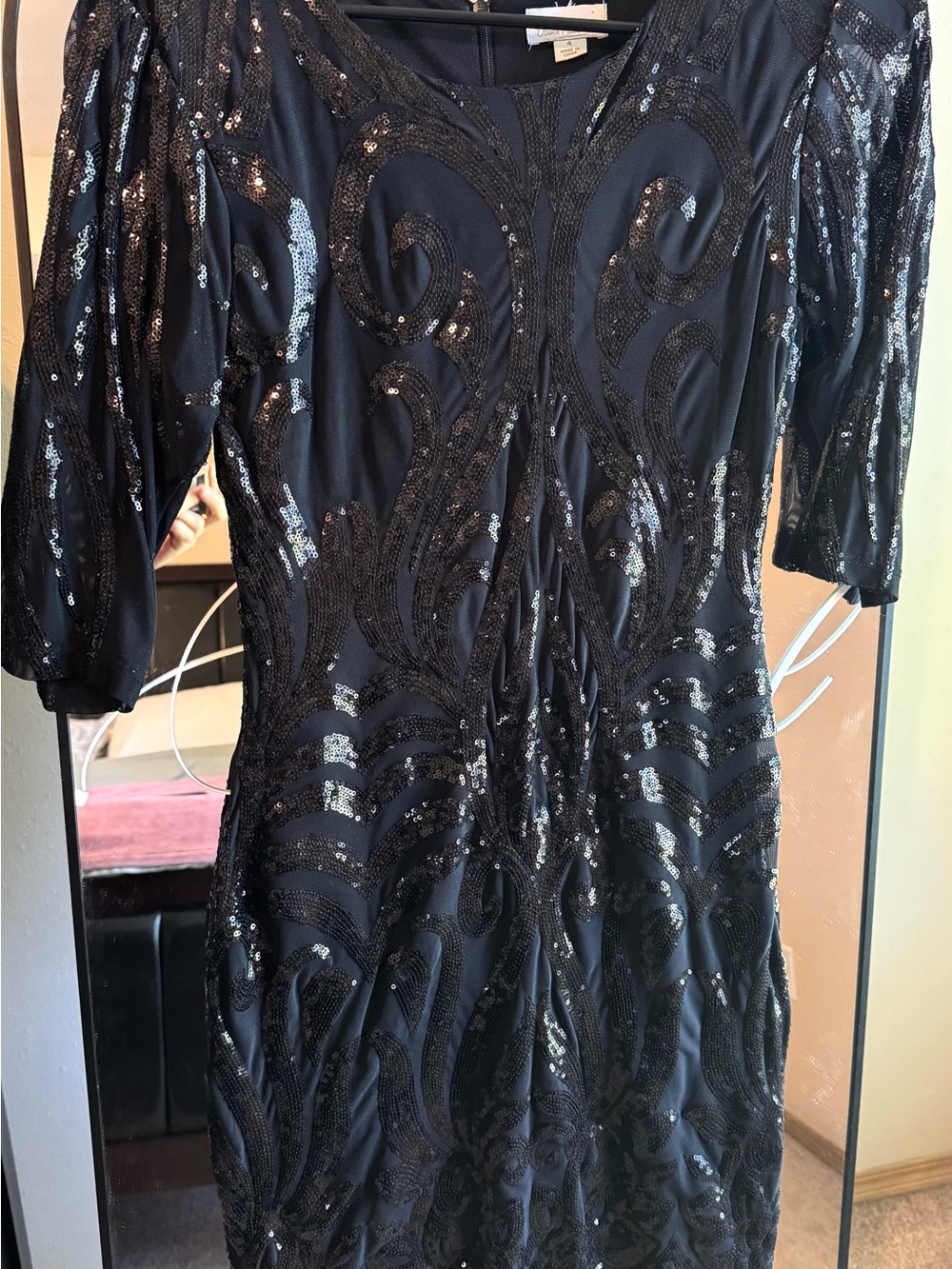 Olivia Matthews Black Sequin Midi Dress